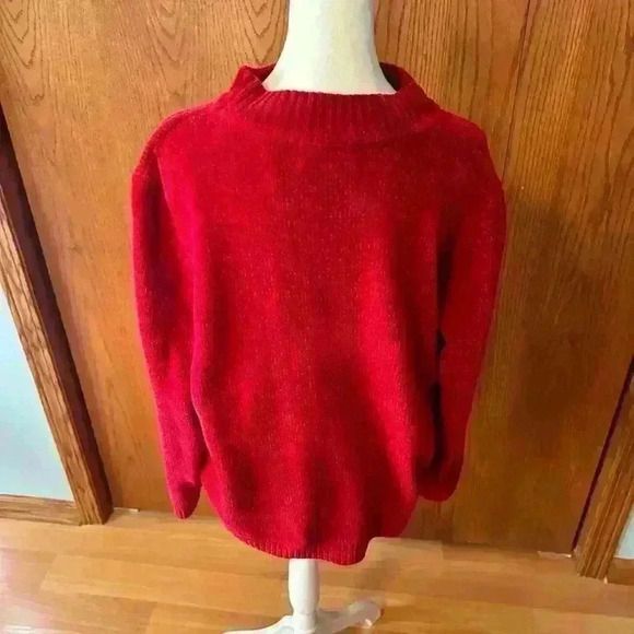 Alfred Dunner Sweater Women's Long Sleeve Knit Pullover Mock Neck Red Size L - Picture 2 of 13